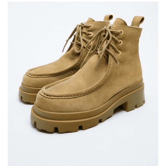 Zara Shoes | Salezara Lined Split Leather Ankle Boots Sale | Color: Tan | Size: 7.5 | Designersfinds's Closet